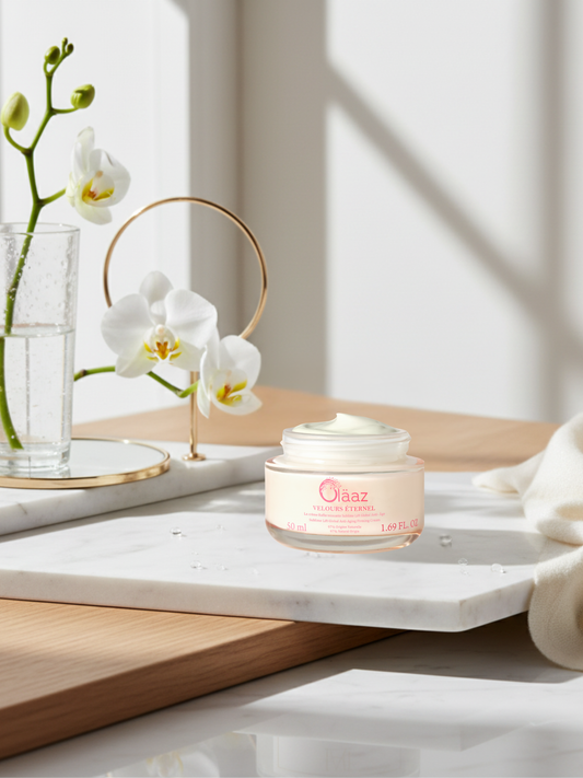 Texture crème Velours Éternel Oläaz – Formule repulpante et lissante